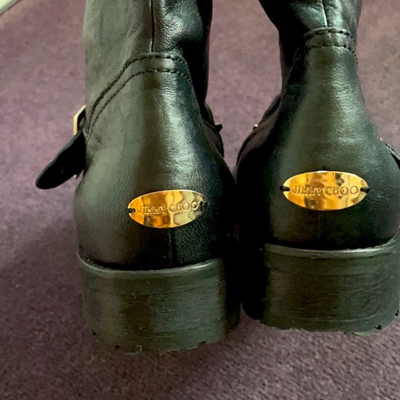 Designer Jimmy Choo Rockstud leather Boots - Picture 3 of 7